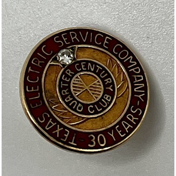 VTG 10K Gold TEXAS ELECTRIC SERVICE CO. 30 Year Award Pin w/ Diamond 3.2g -1935